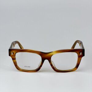 Celine CL50011F 056 BRAND NEW Eyeglasses Stripped Havana Geometric Women